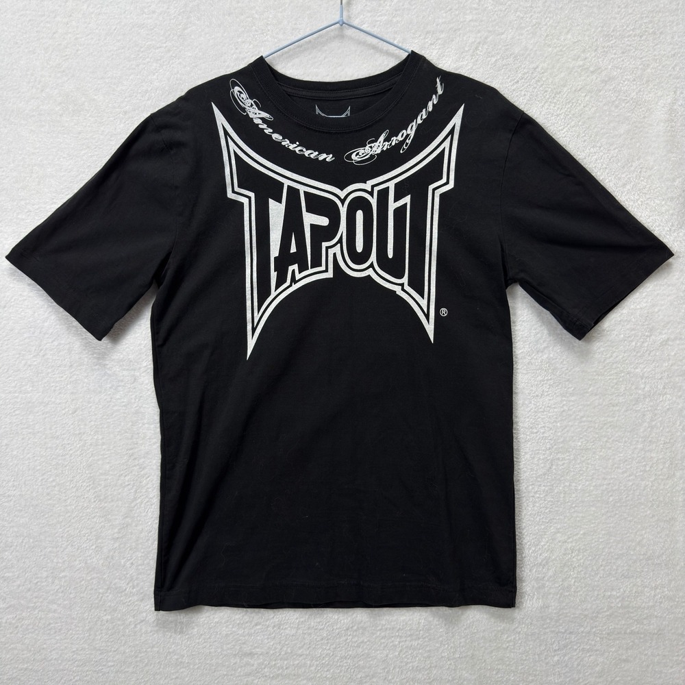 Tapout Shirt Boys L 14/16 Black American Arrogant MMA Y2K Skater Grunge